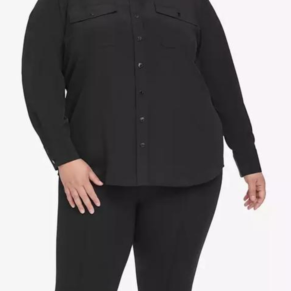 Karl Lagerfeld Paris Womens Plus Size Utility Shirt NWT - Picture 11 of 11